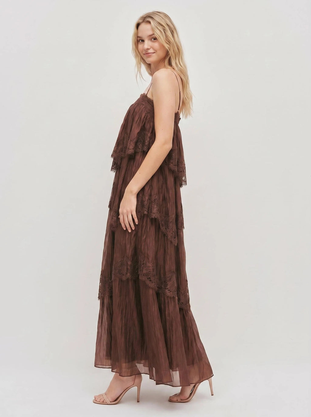 Veloura Lace Tiered Maxi Dress
