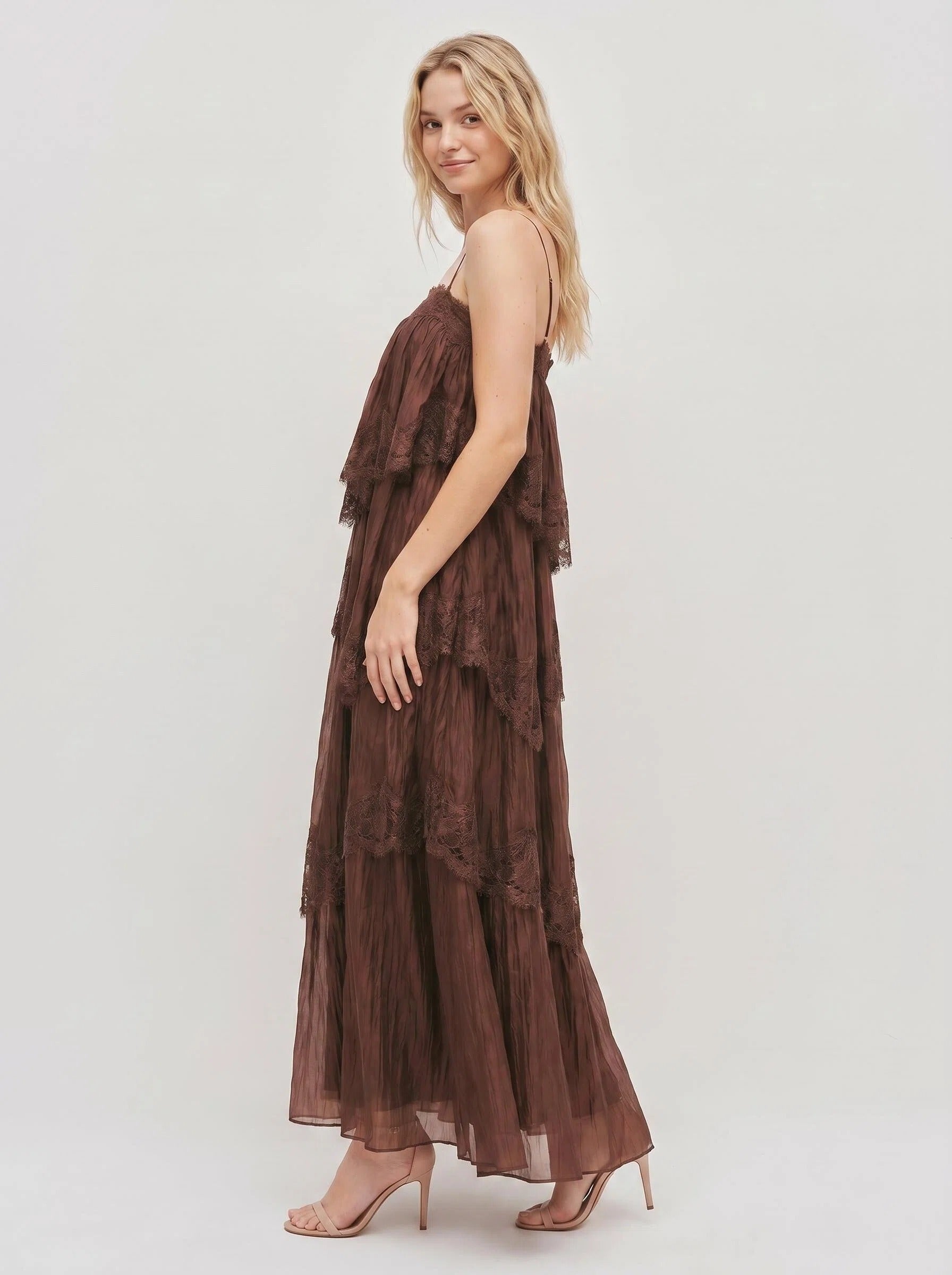 Veloura Lace Tiered Maxi Dress