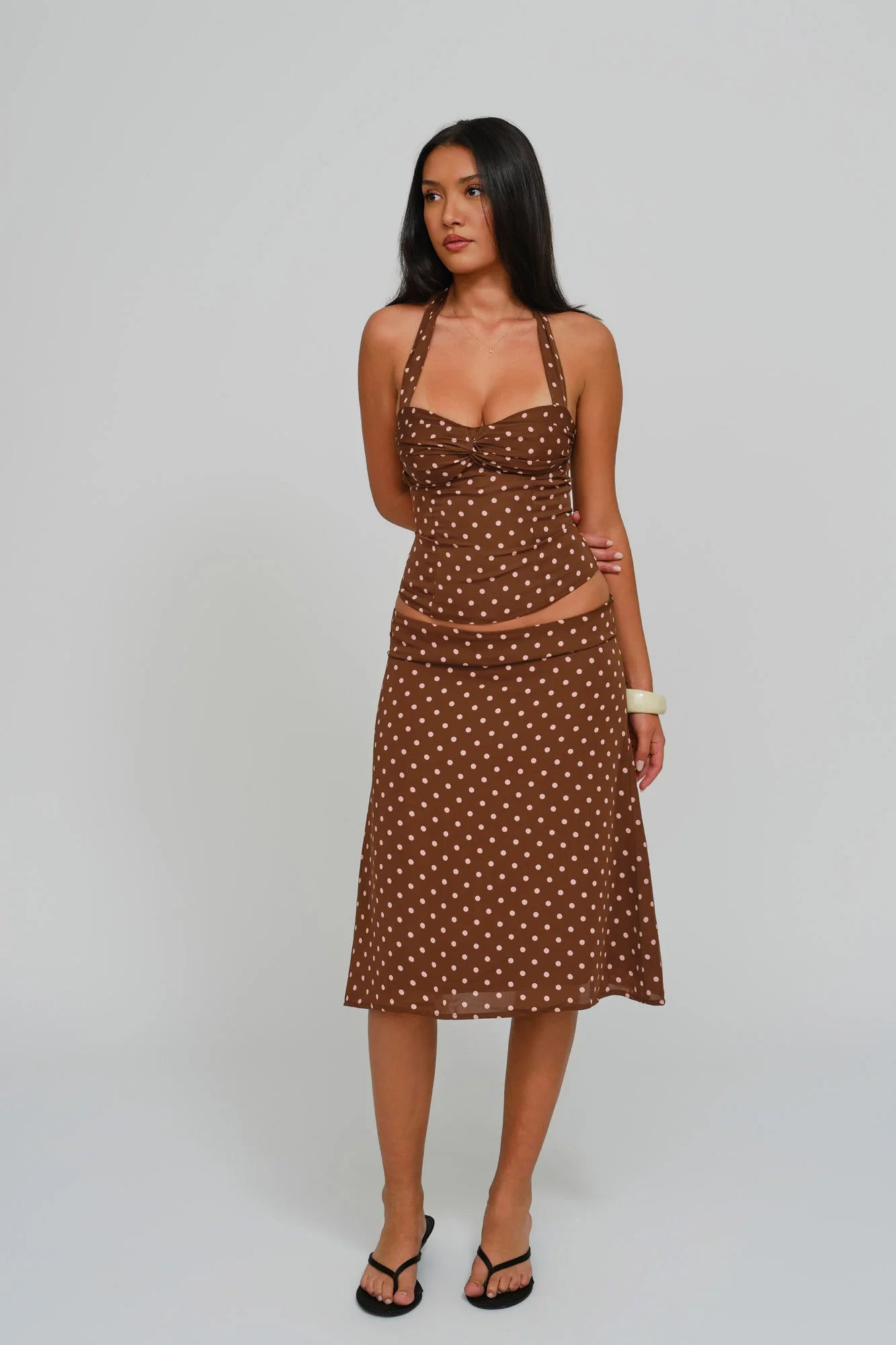 Cocoa Polka Dot Corset Top