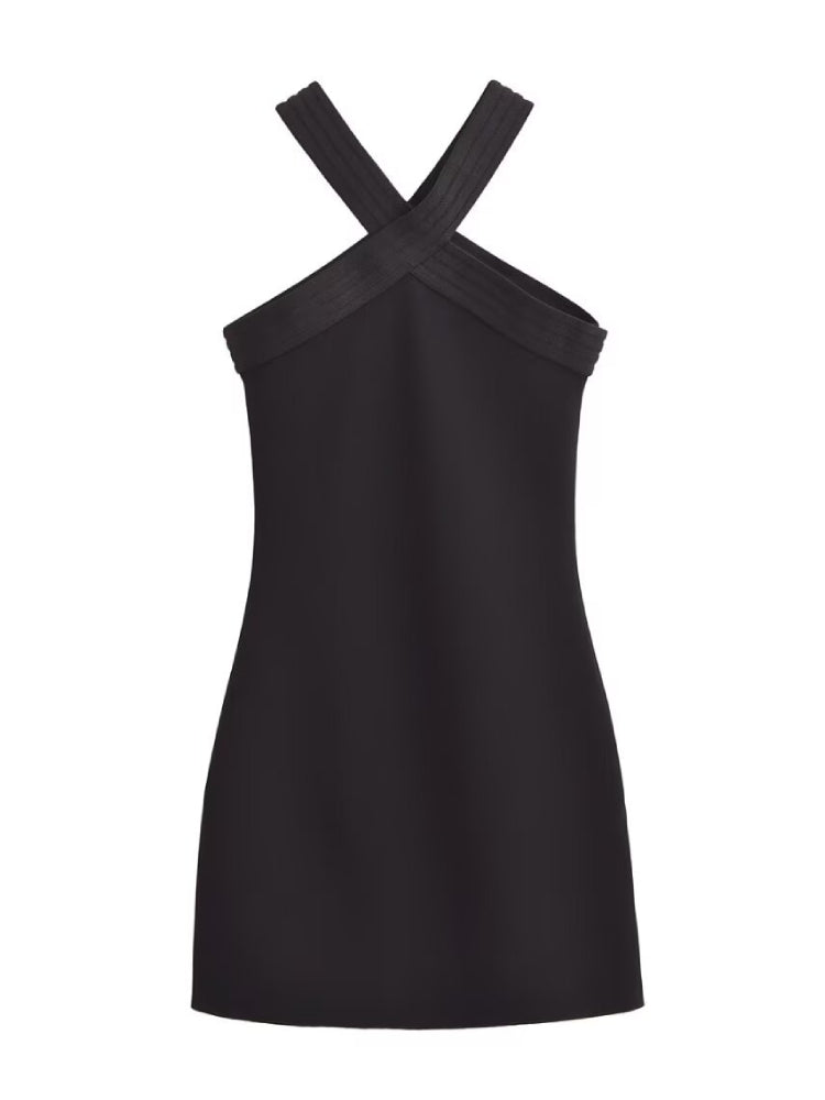 Midnight Halo Halter Mini Dress