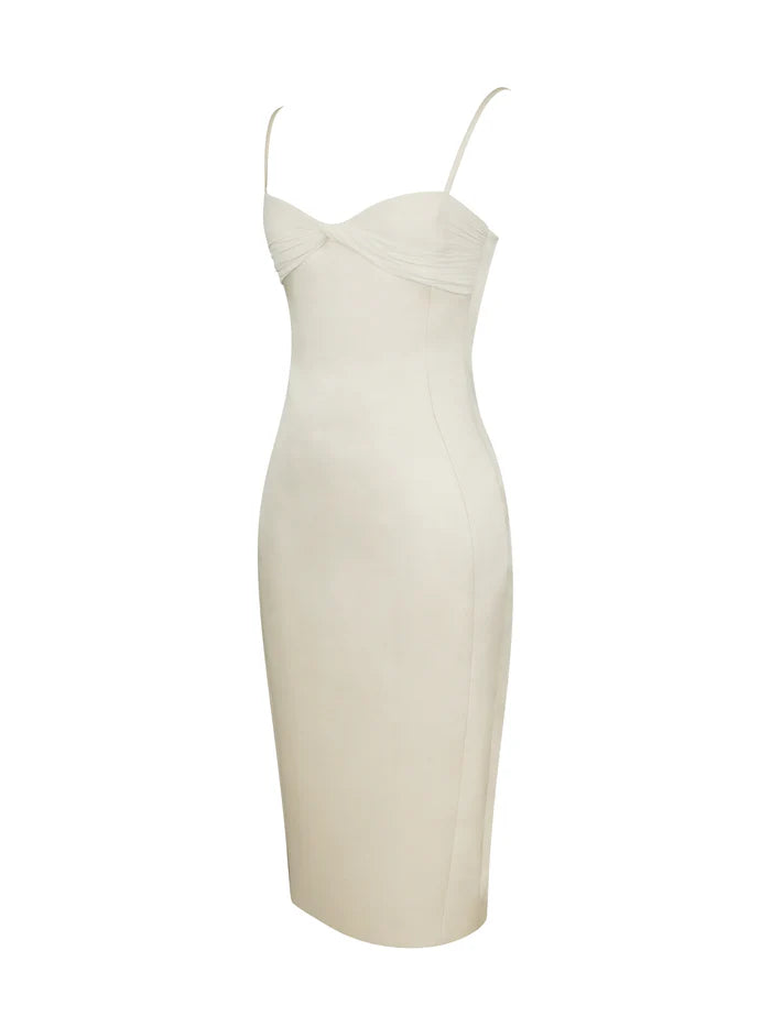 Apricot Twist Heart Slit Midi Dress