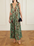 Twirling Floral-Print Plissé-Chiffon Maxi Dress