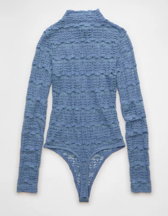 Mock Neck Lace Bodysuit