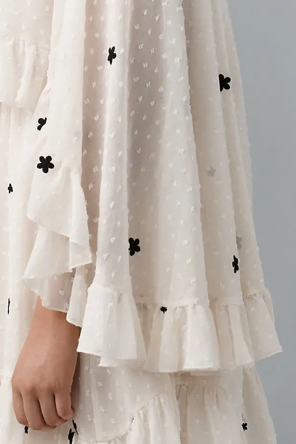 Floral Ruffle Cape Mini Dress