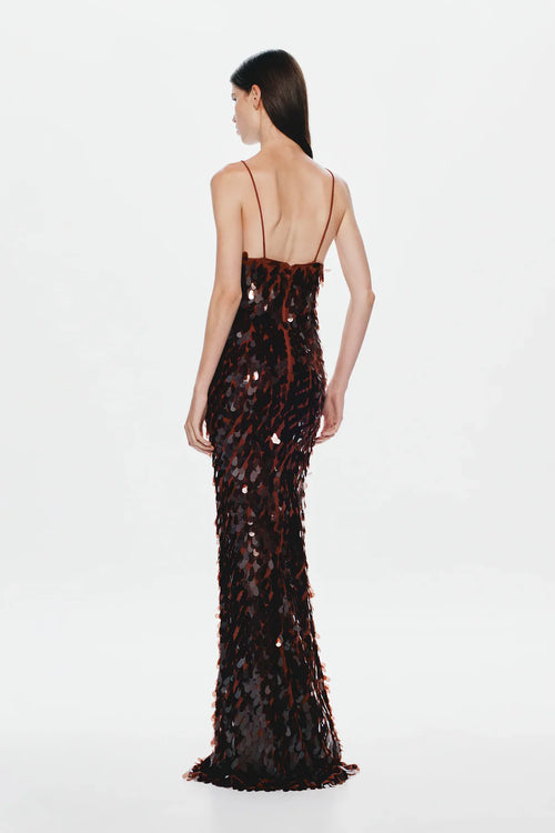 Brown Sequin Maxi Dress