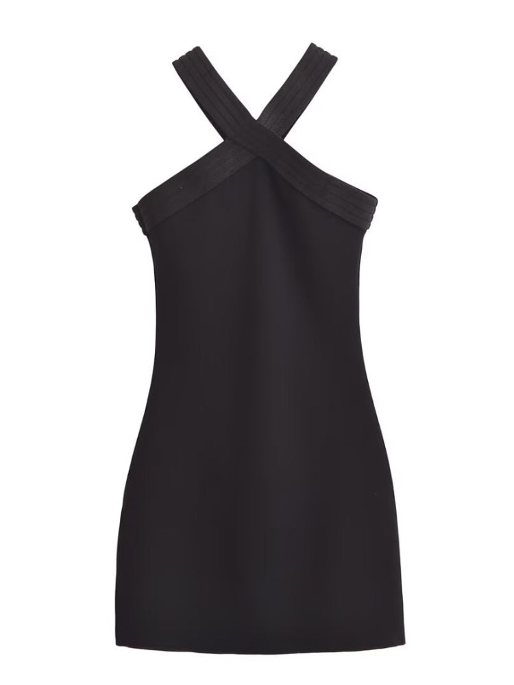 Midnight Halo Halter Mini Dress