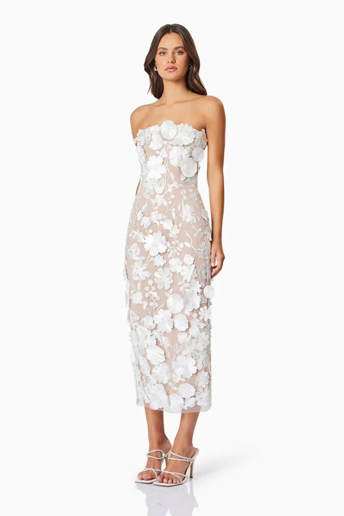 Ivory Garden Lace Midi Dress