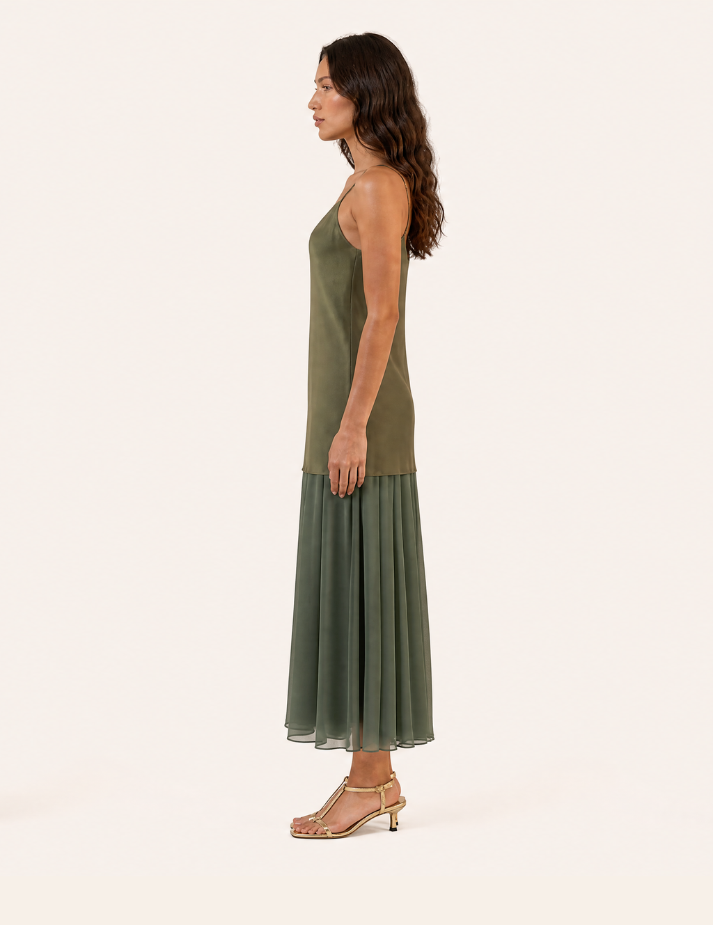 Nocturnal Sage Layered Slip Maxi Dress - Forest Whisper Edition