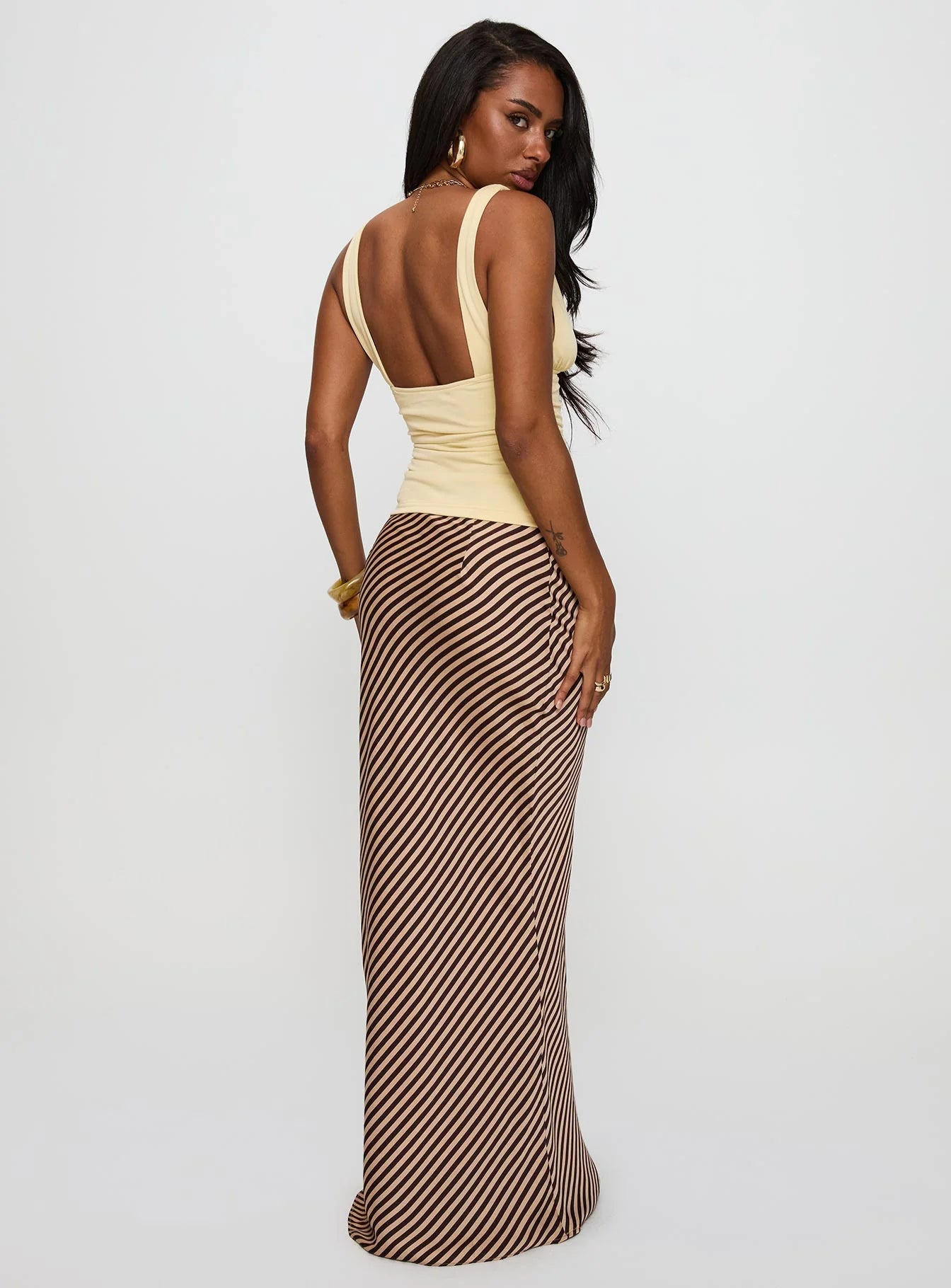 Mocha Drift Satin Maxi Skirt