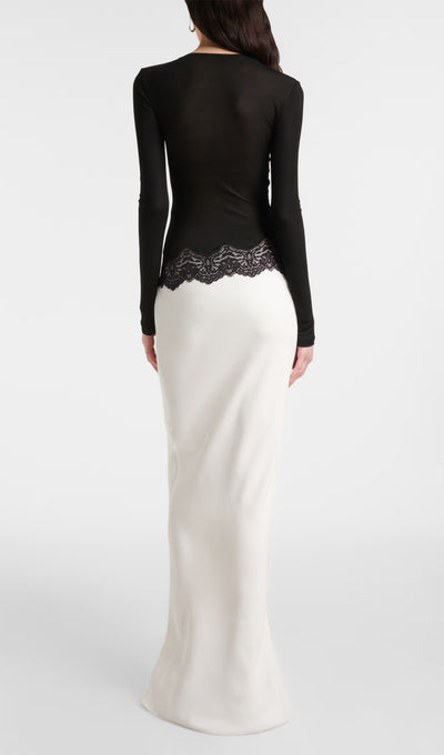 Lace Contrast Two-Piece Look Maxi Dress