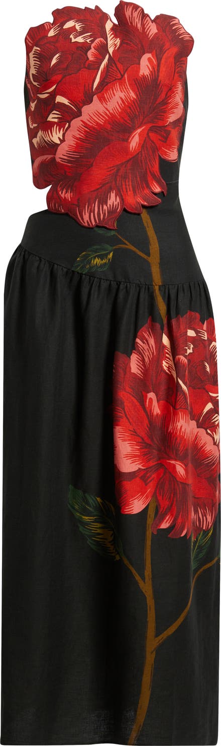 Rosalia Linen Blend Strapless Midi Dress