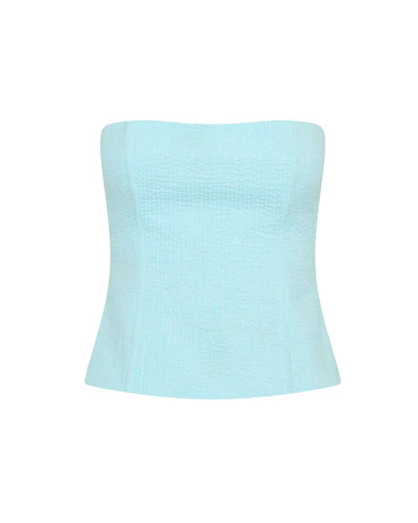 Sky Blue Lace-Up Strapless Corset Top