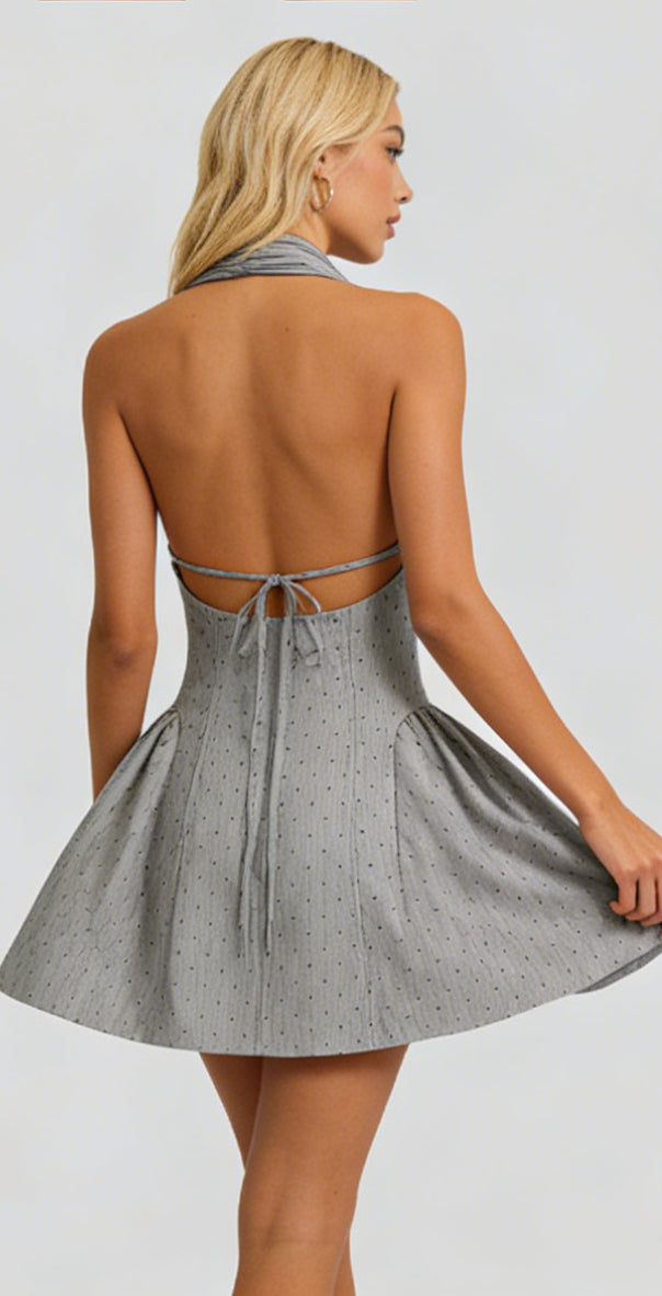 Silver Dottie Crystal Mini Dress