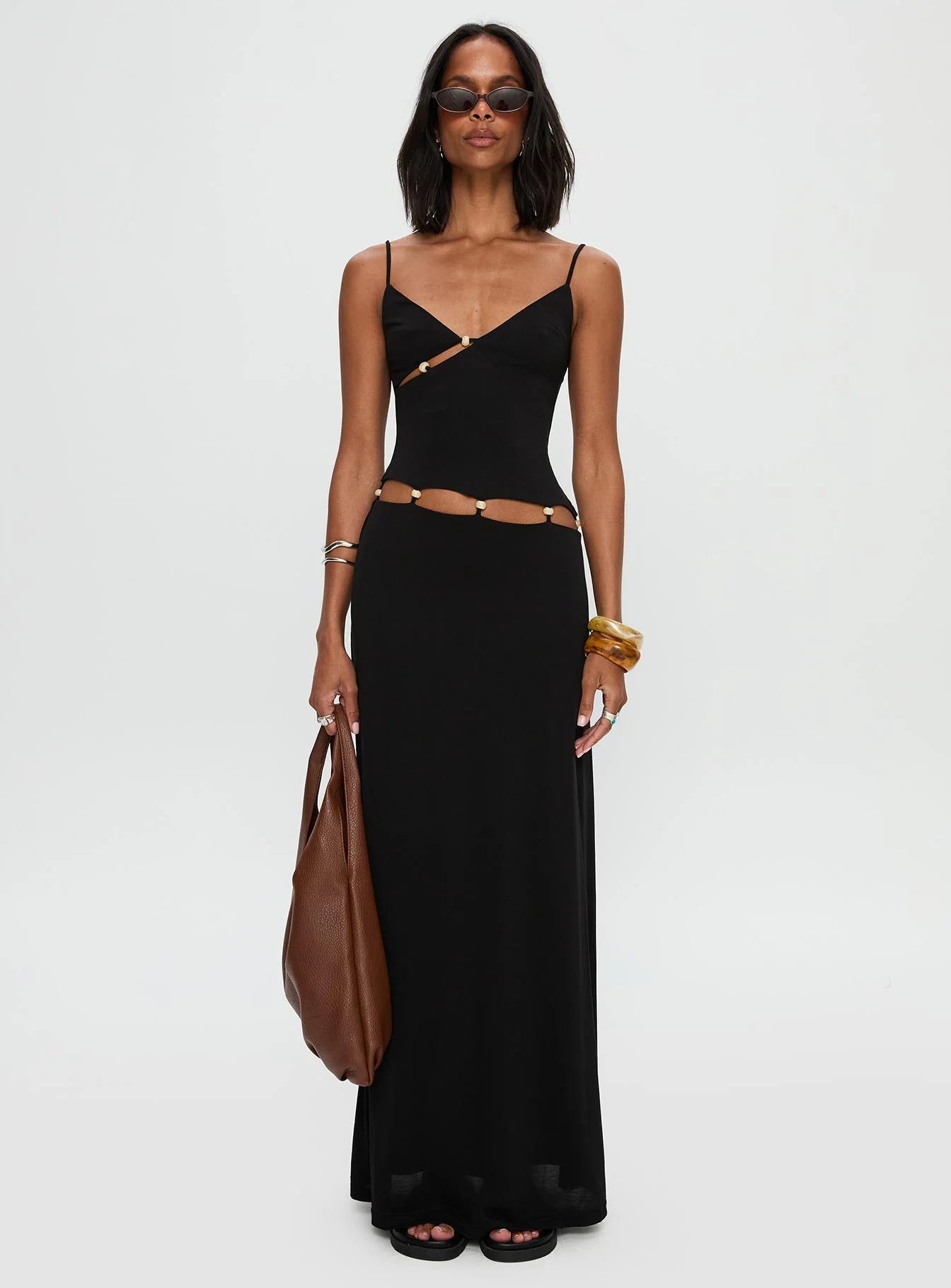 Midnight Bead Cutout Gown