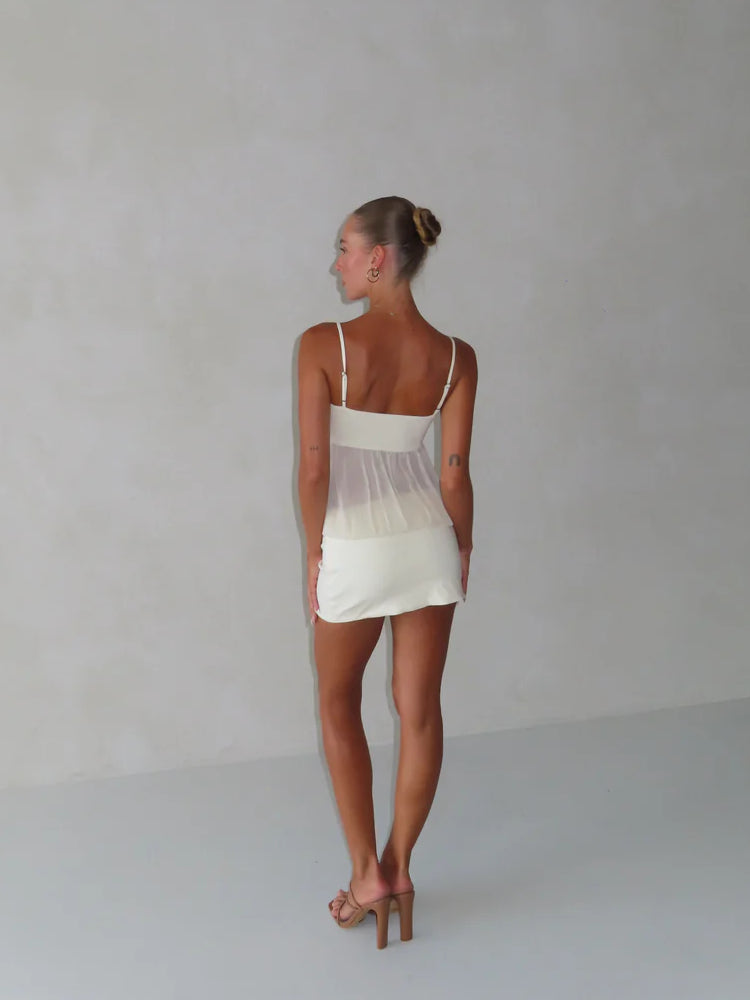 Ruched Sheer Bodycon Mini Dress