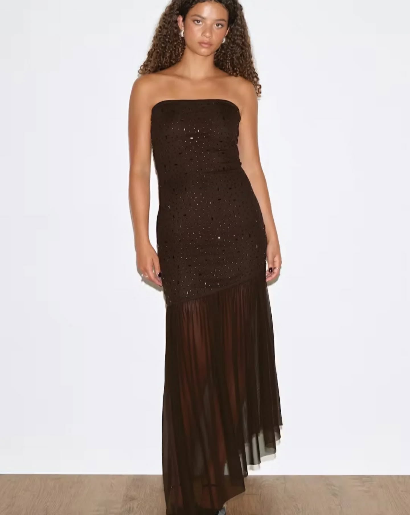 Amber Veil Strapless Gown