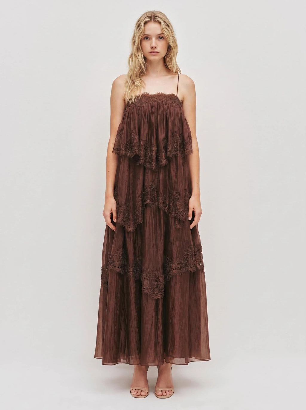 Veloura Lace Tiered Maxi Dress