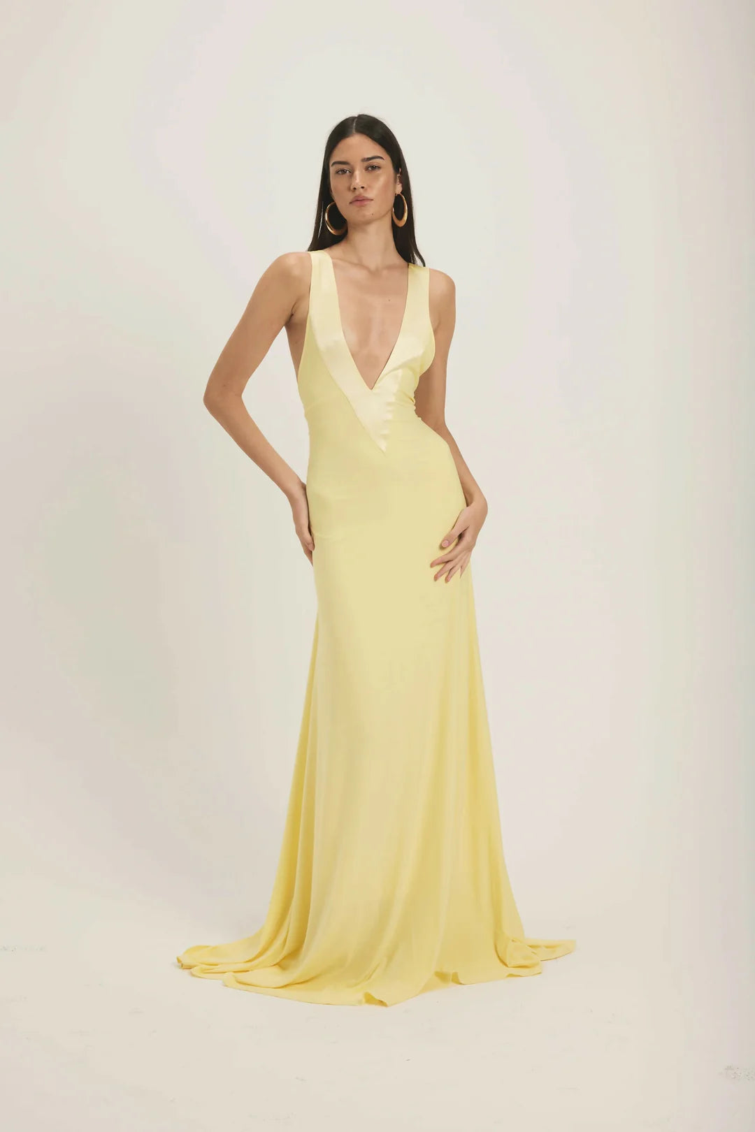 Golden Whisper Draped Gown