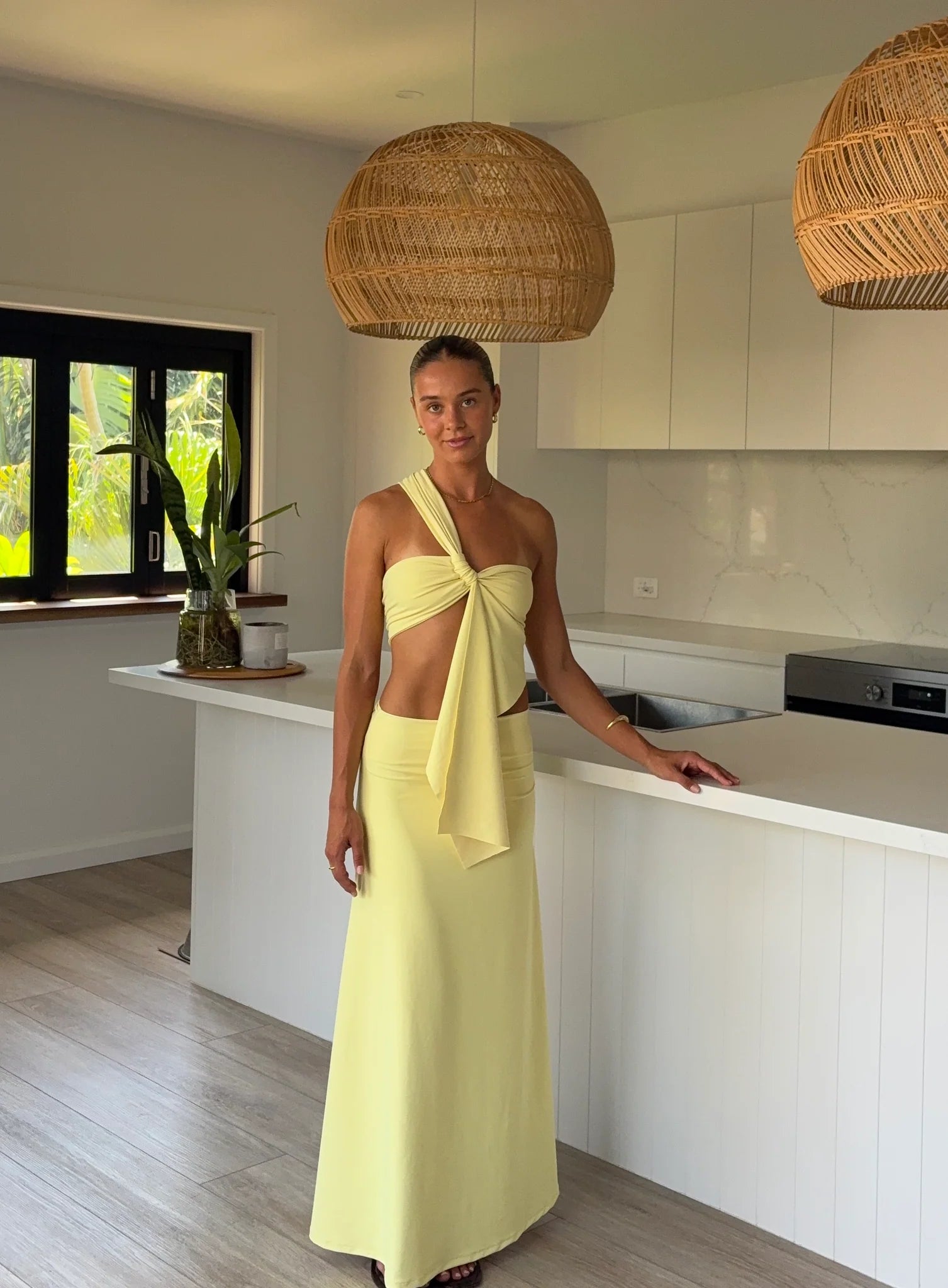 Yellow Flowy High-Waist Maxi Skirt