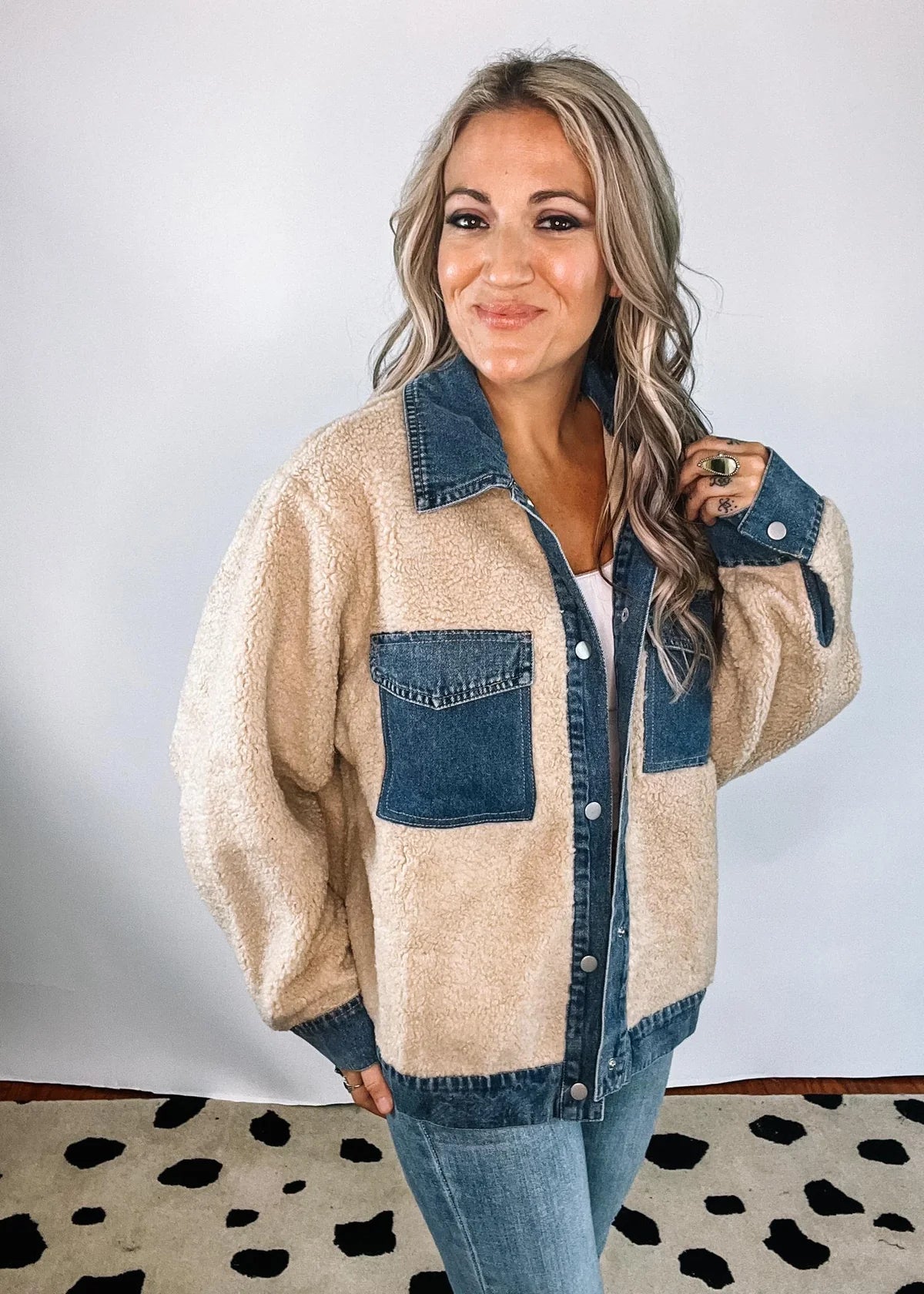 Denim Trim Fleece Jacket