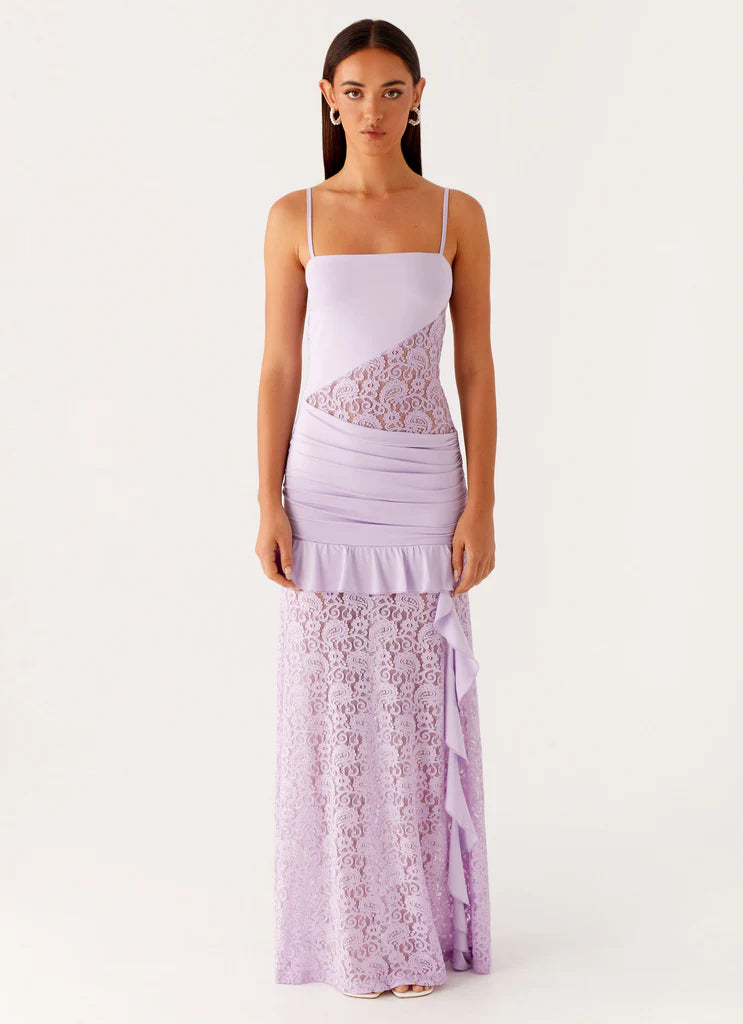 Lilac Veil Ruffle Gown