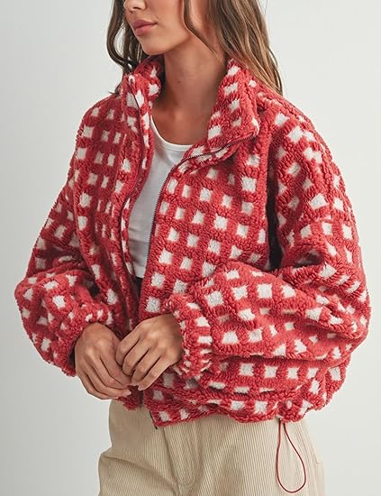 Sherpa Fleece Plaid Jacket