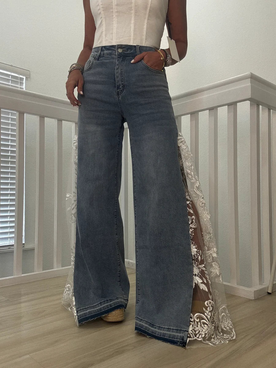 Lace Whisper Wide Leg Jeans