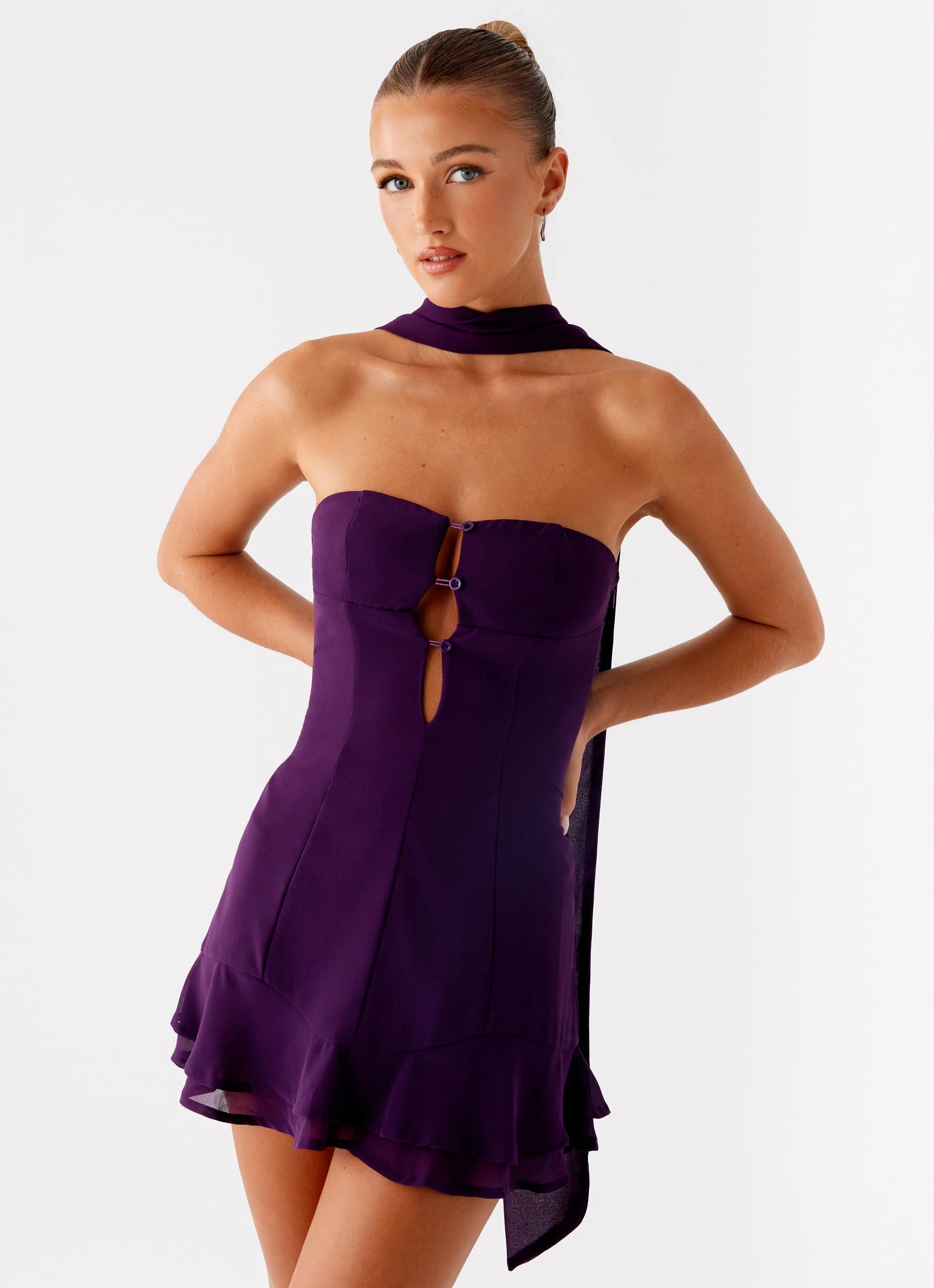 Violet Ruffle Muse Mini Dress