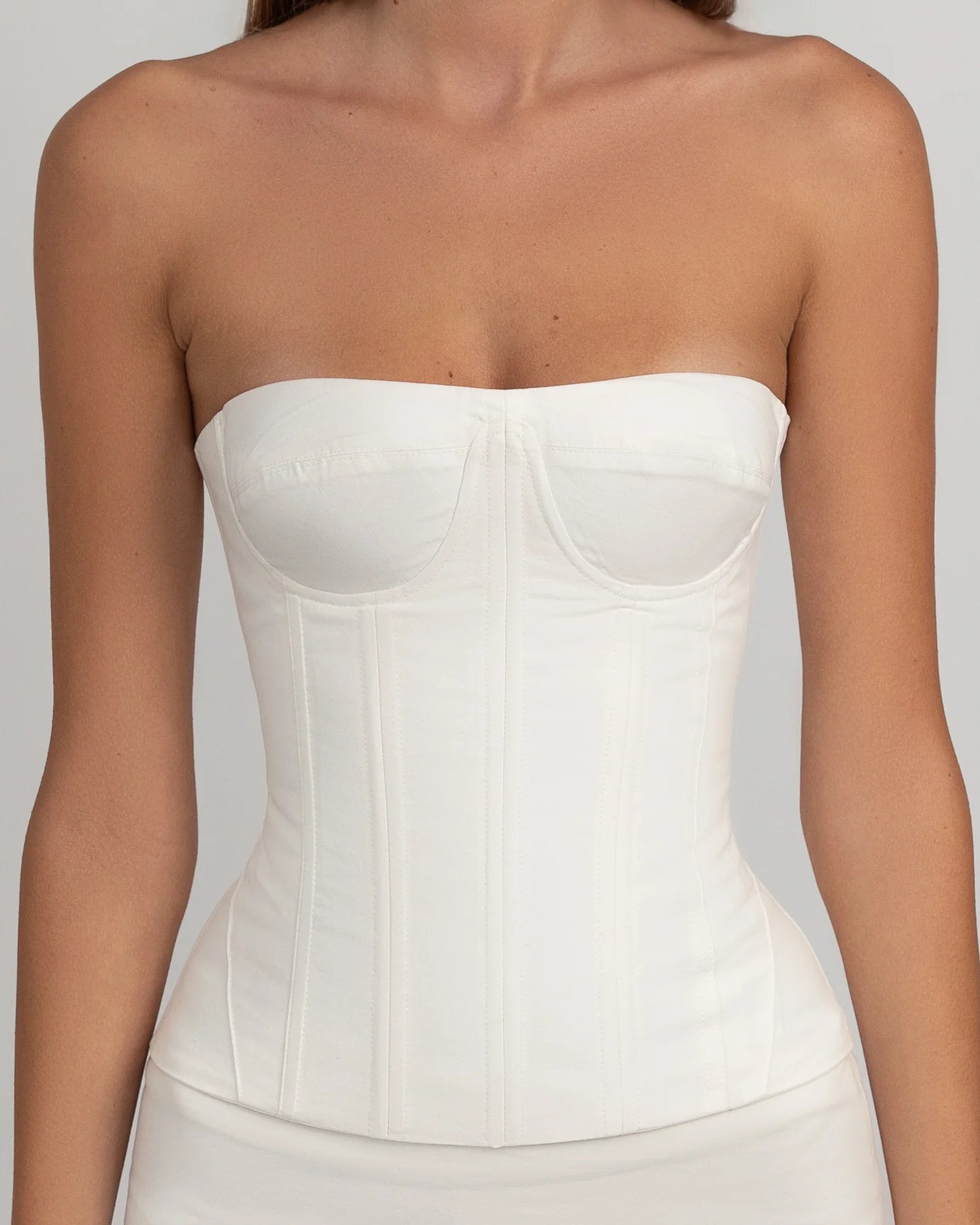 Ivory Lace-Up Strapless Corset