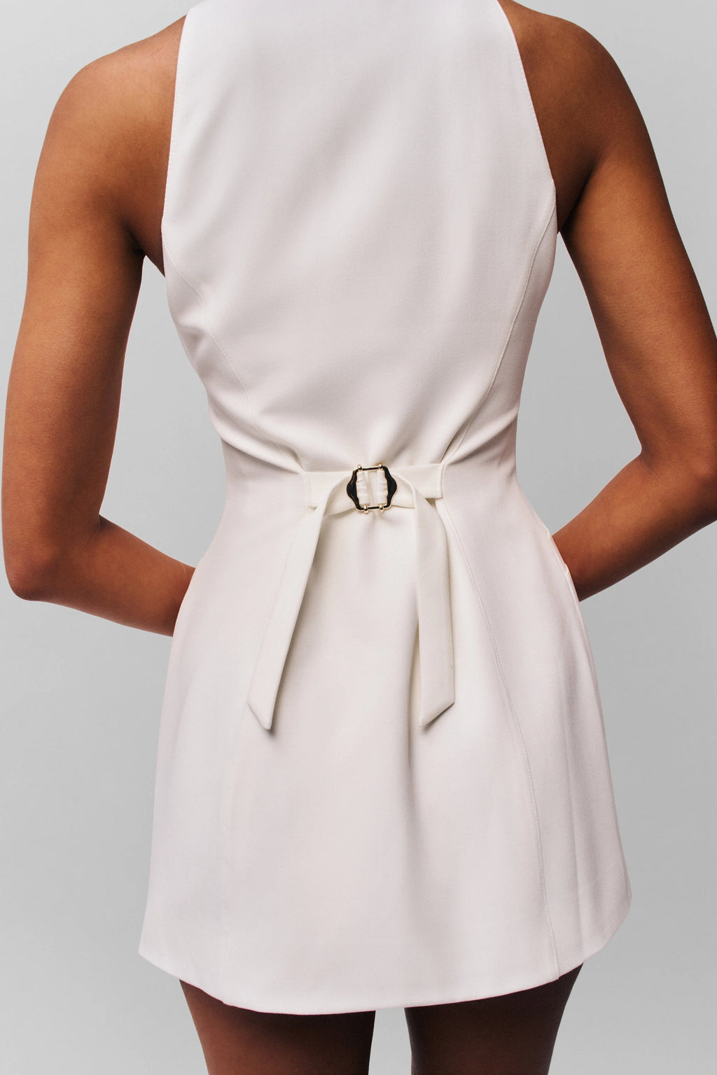 Ivory Buttoned Grace Mini Dress