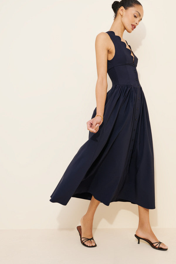 Midnight Scallop Grace Midi Dress