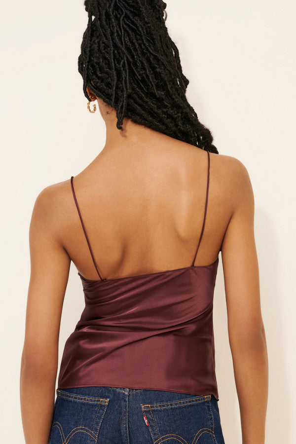 Rust Satin Wrap Muse Top