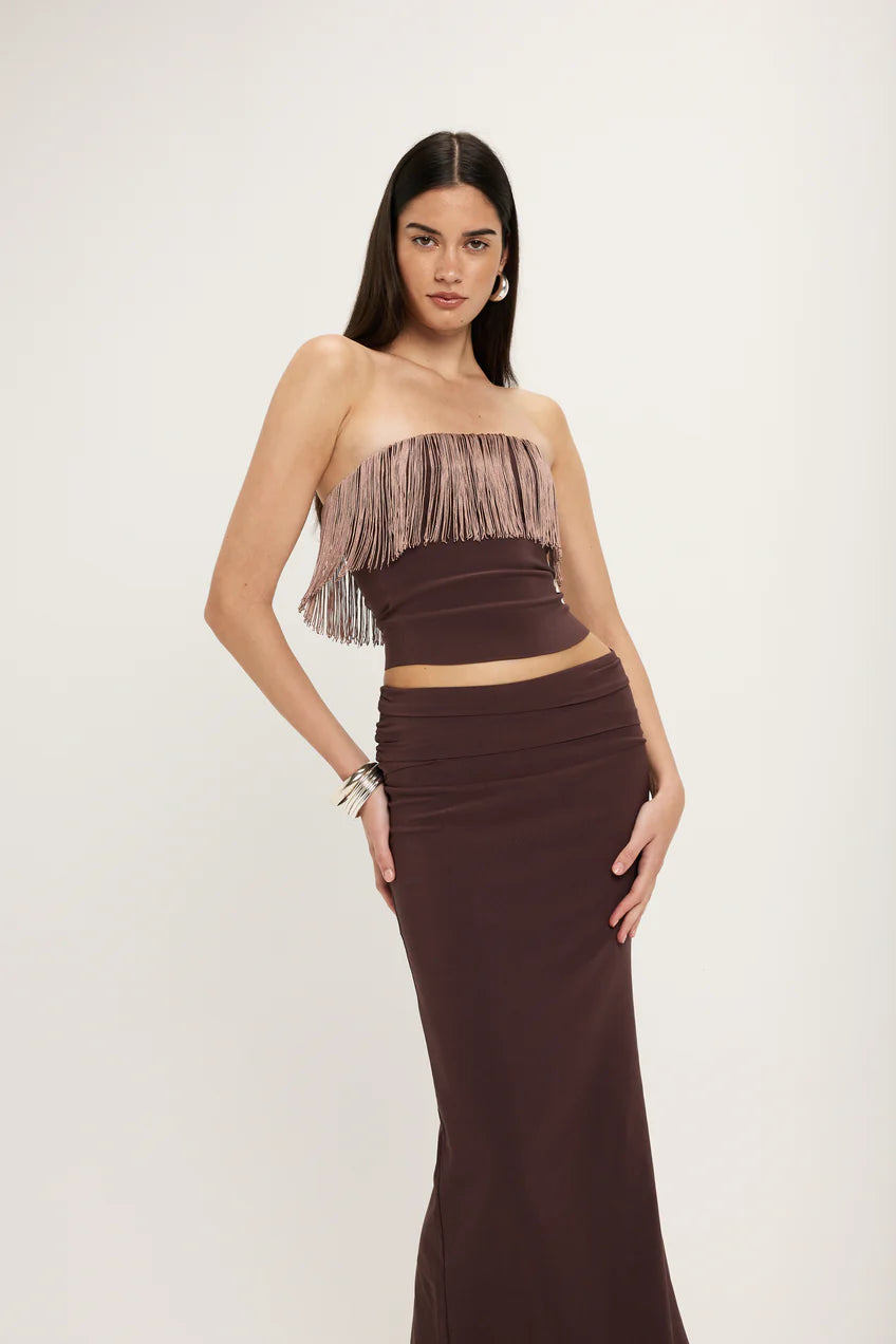 Violet Fringe Cinch Top