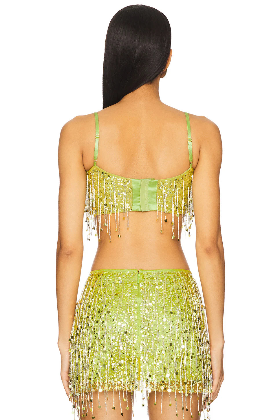 Lime Sequin Fringe Cami Top