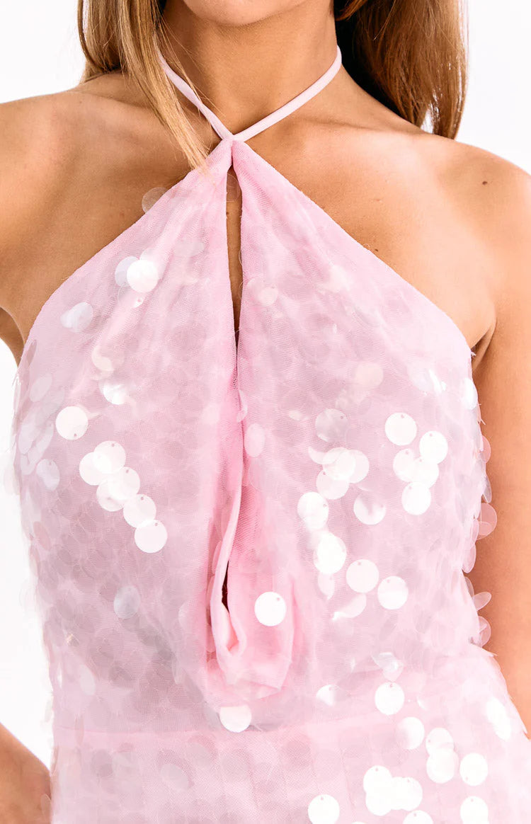 Rosé Spark Cowl Mini Dress