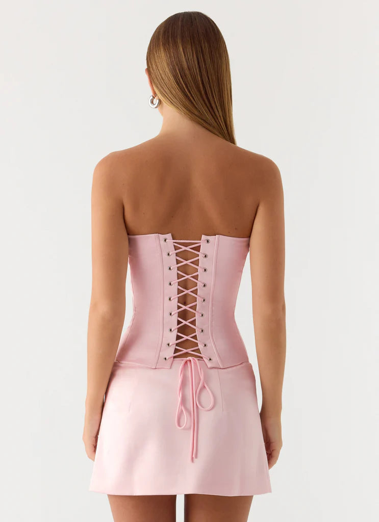 Pink Satin Flare Skirt