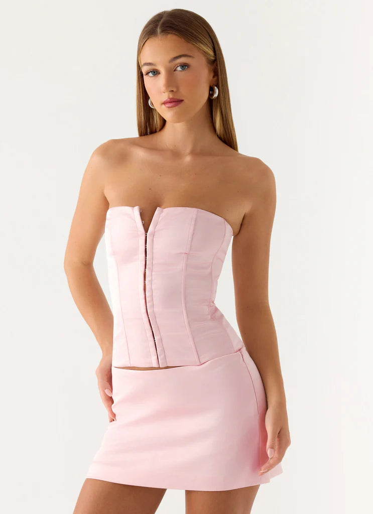 Pink Muse Satin Corset Top
