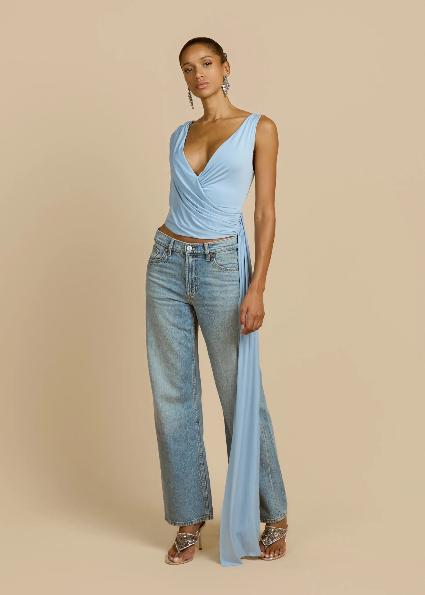 Sky Drift Asym Wrap Top