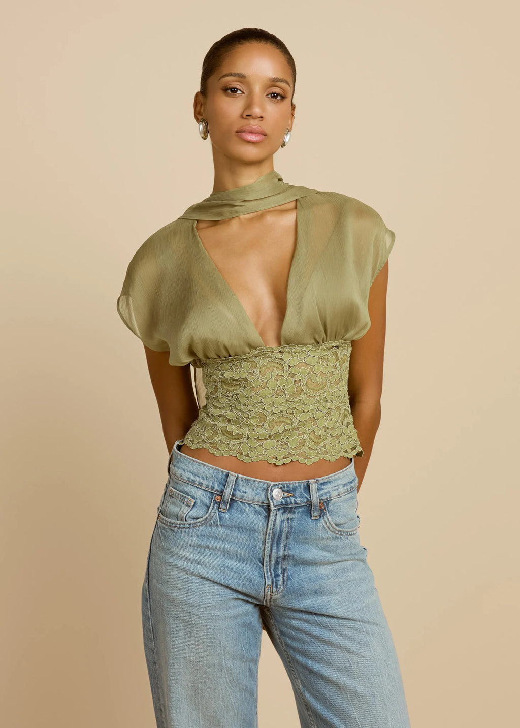 Olive Whisper Crop Top