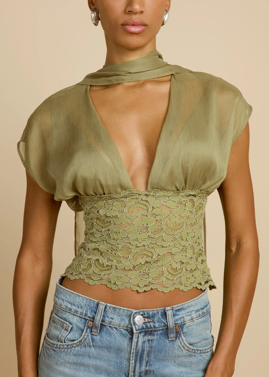Olive Whisper Crop Top