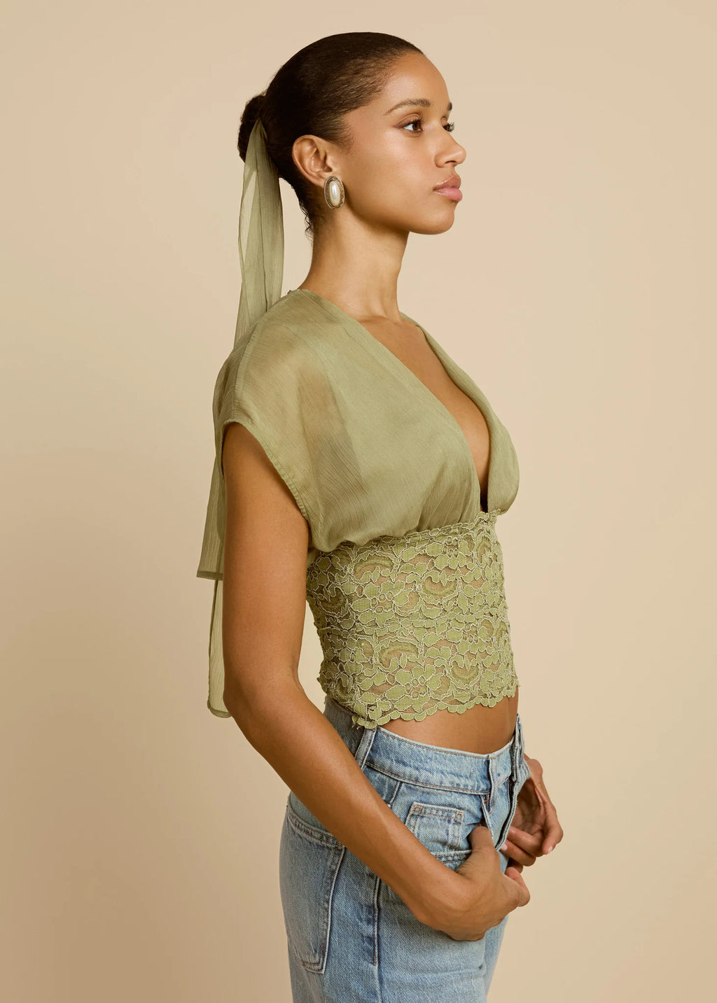 Olive Whisper Crop Top