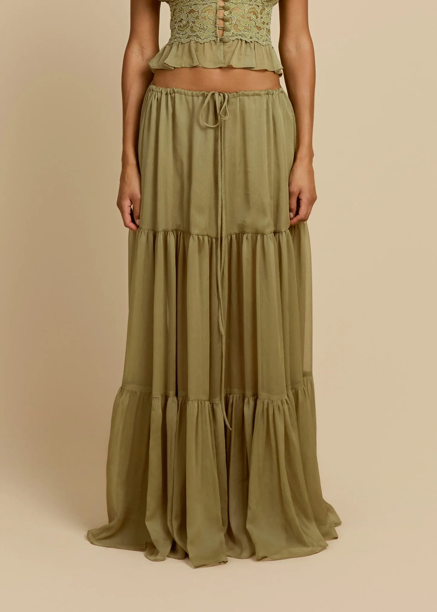 Olive Flow Maxi Skirt