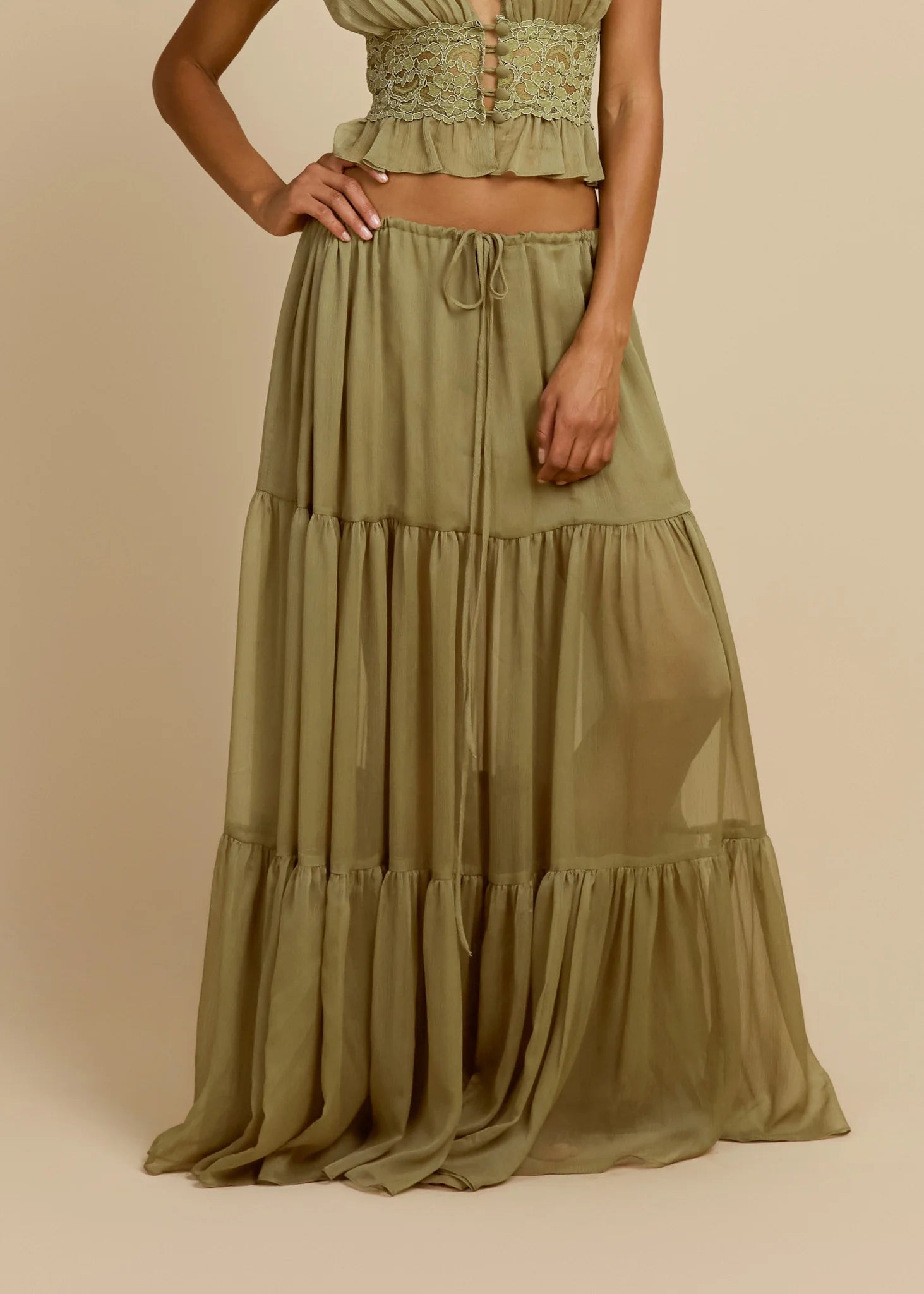 Olive Flow Maxi Skirt