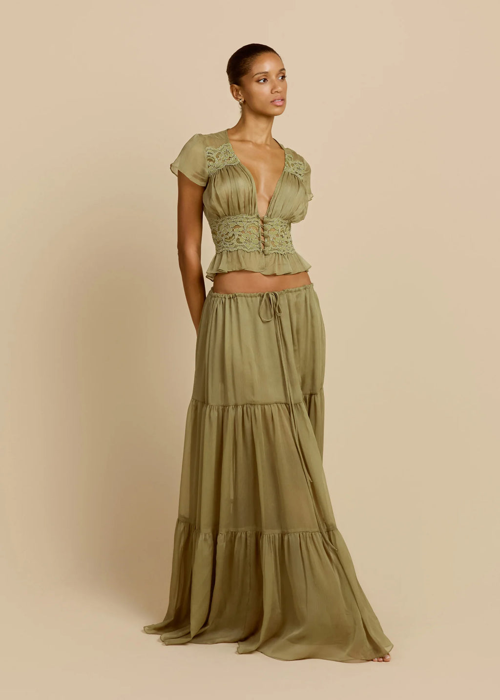 Olive Flow Maxi Skirt