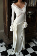 Slinky Lace Maxi Dress - Ivory