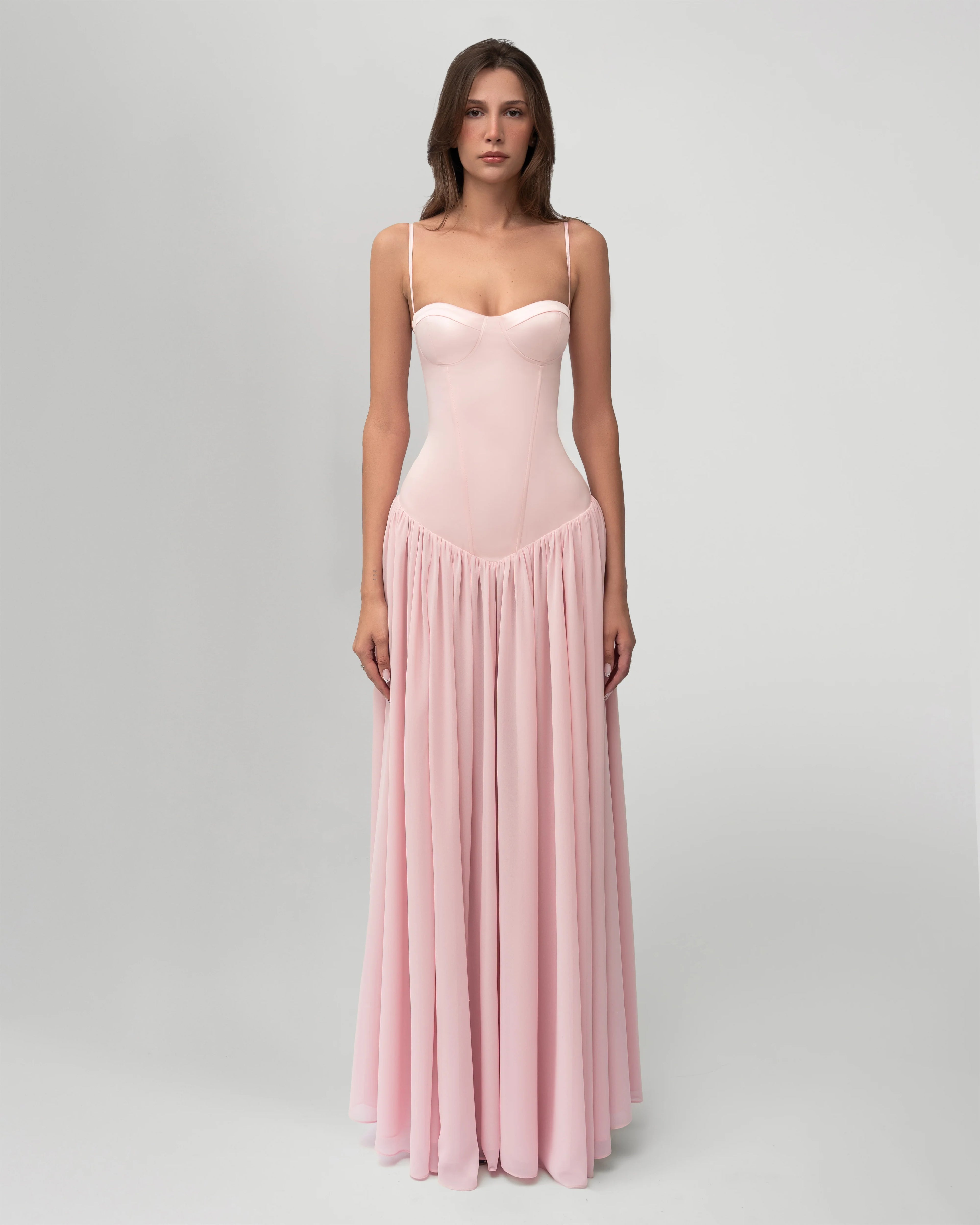 Blush Pink Corset Lace Up Maxi Evening Gown – GlowEllevia Blush Pink Corset Lace Up Maxi Evening Gown – GlowEllevia