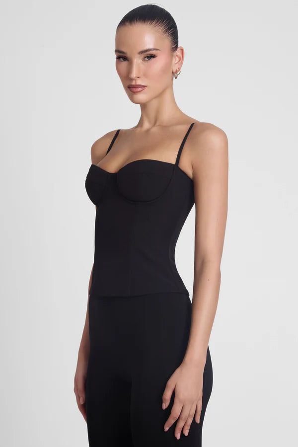 Black Corset Bustier Zip Back Top – GlowEllevia Black Corset Bustier Zip Back Top – GlowEllevia
