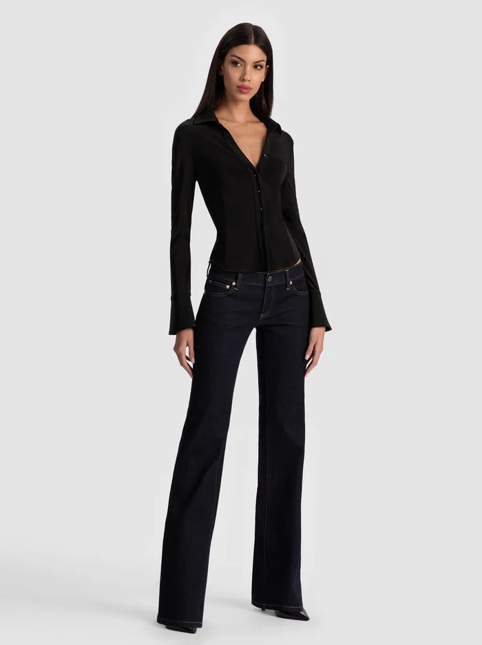 Dark Blue Low-Rise Bootcut Jeans