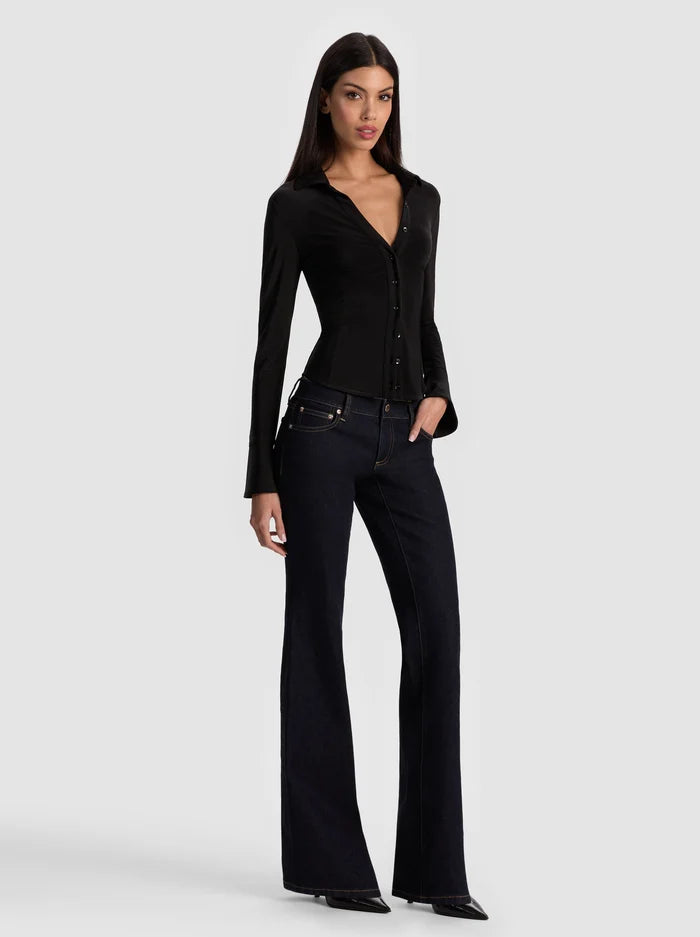 Dark Blue Low-Rise Bootcut Jeans