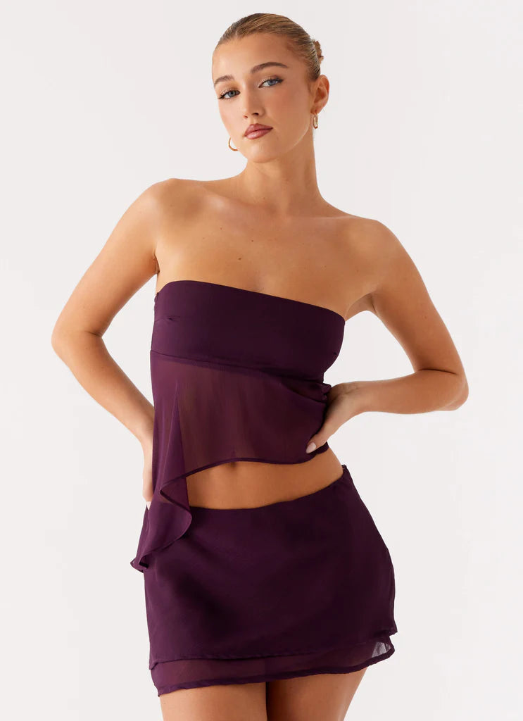 Amethyst Breeze Layered Chiffon Mini Skirt
